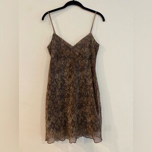Eleven Brown Animal Print Slip Dress